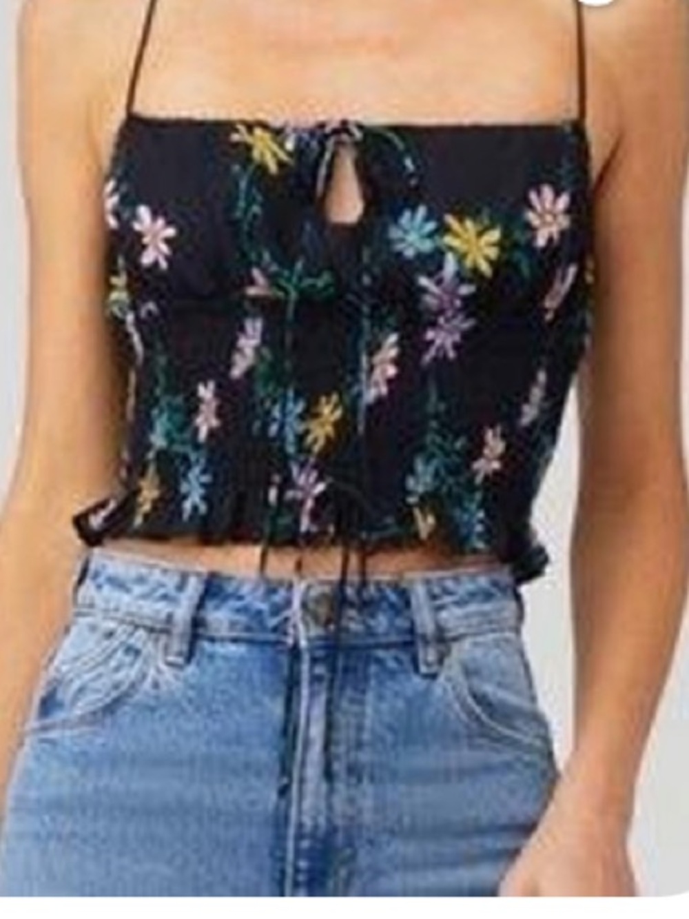 For Love & Lemons Lori Crop Top, a black sleeveless cami Small